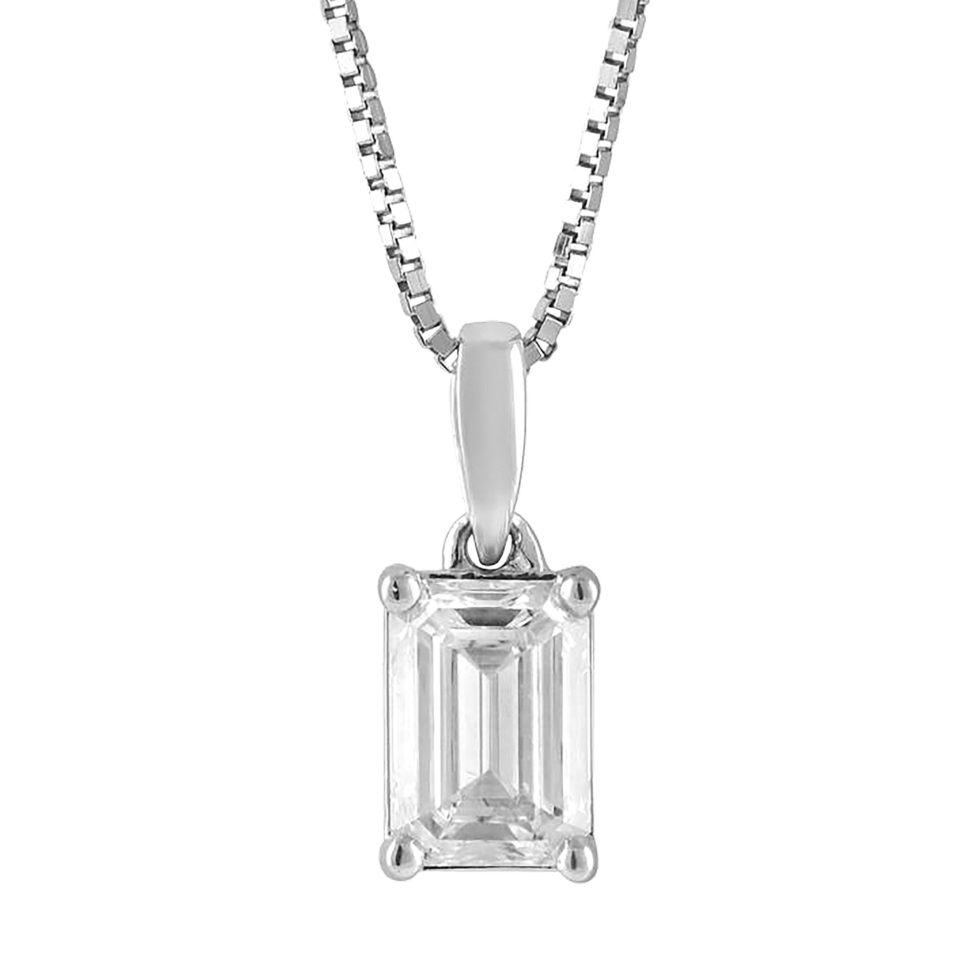 Womens | Jewelry Set | 14K White Gold | 1 CTW Emerald Cut Lab Grown Diamond | G-VS-SI1