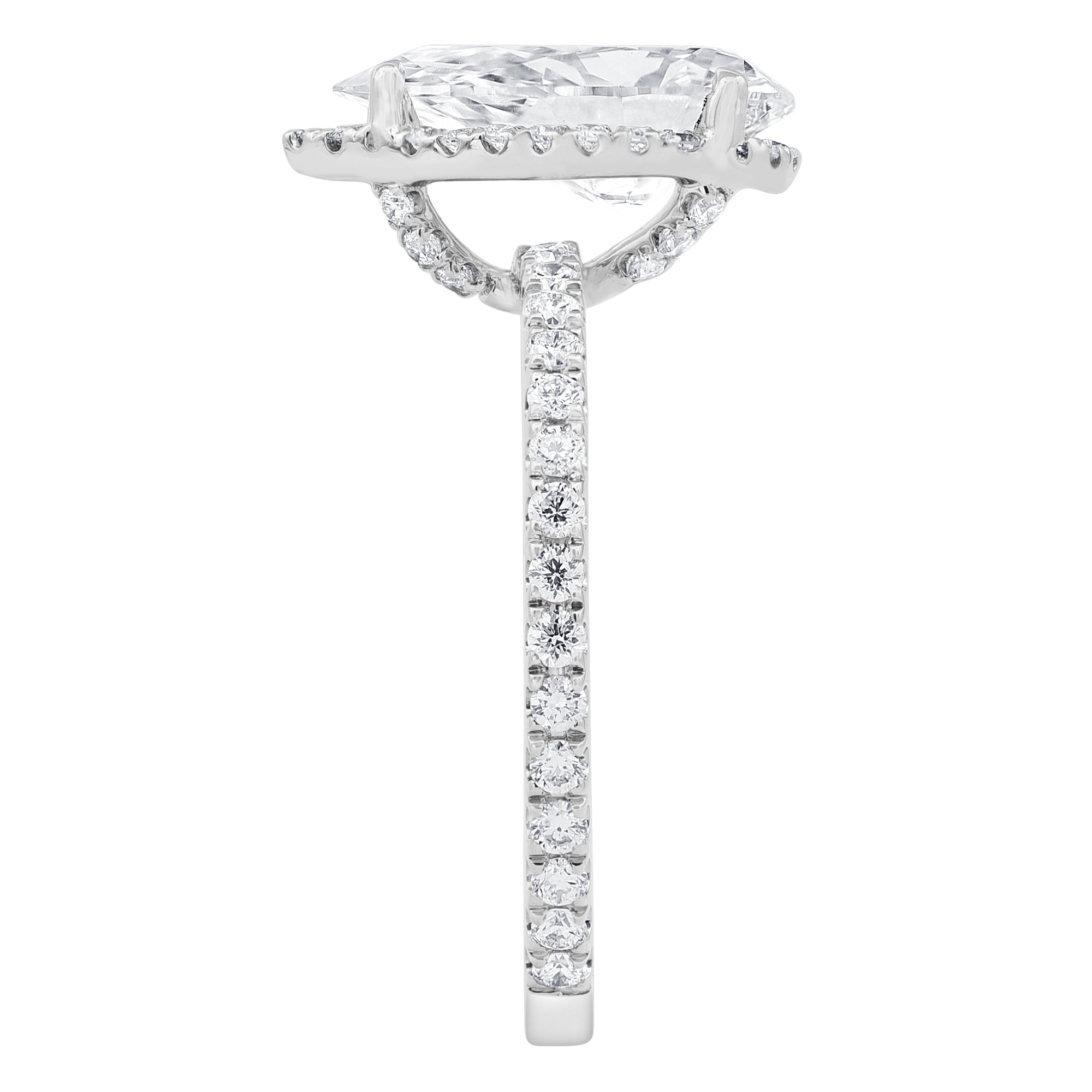 Womens | Side Stone Solitaire Engagement Ring | 14K White Gold | 2.50 CTW Pear Cut Lab Grown Diamond | G-VS