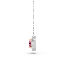 Womens | Halo Solitaire Pendant Necklace | 14K Two Tone Gold | 1.85 CTW Oval Cut Lab Grown Diamond | Pink-SI