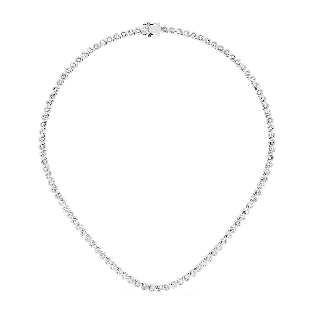 Womens | Tennis Necklace | 10K White Gold | 10.25 CTW Round Cut Lab Grown Diamond | G-SI
