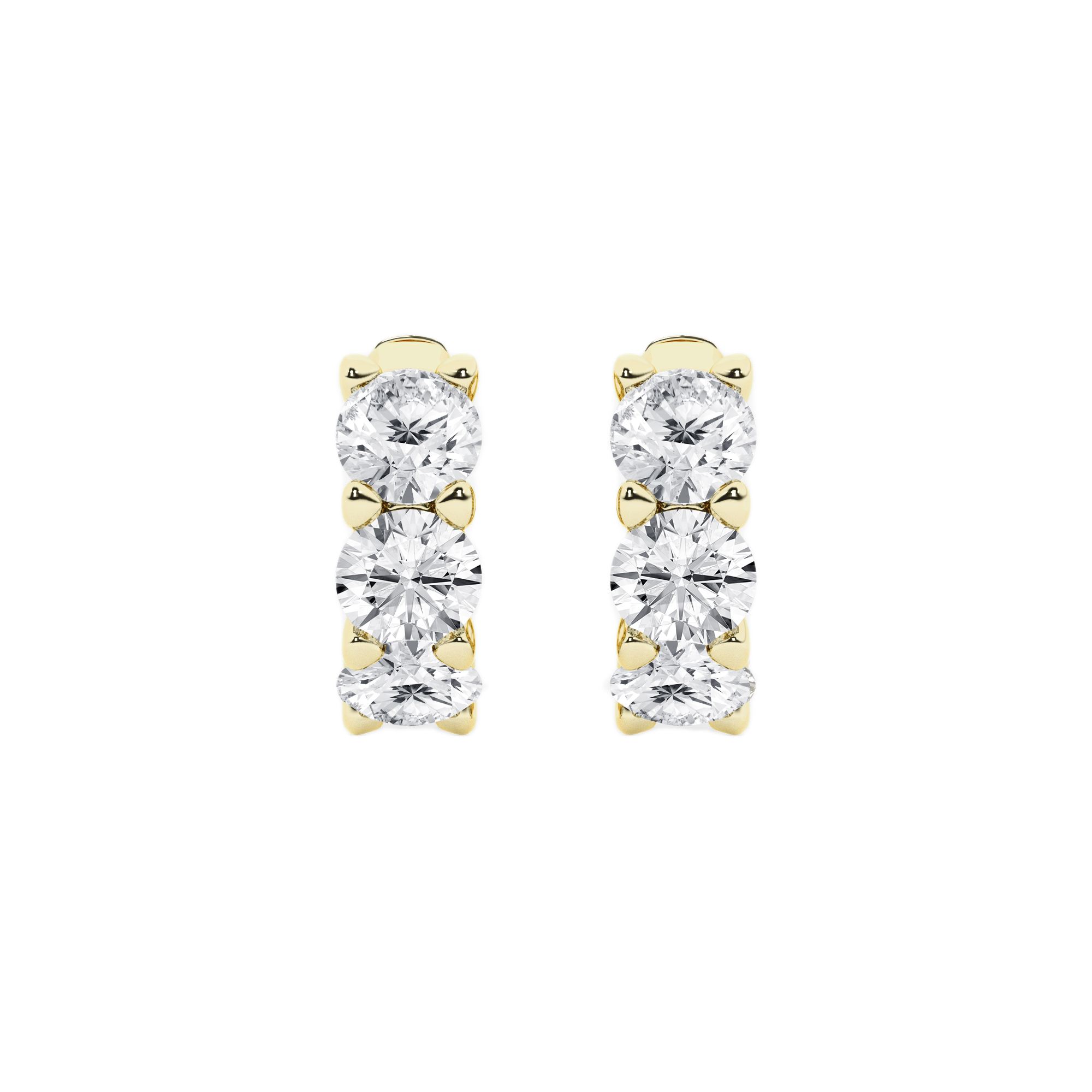 Womens | Huggie Hoops | 14K Yellow Gold | 3 CTW Round Cut Lab Grown Diamond | E-VS1