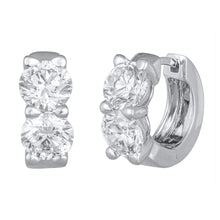 Womens | Huggie Hoop Earrings | 14K White Gold | 4 CTW Round Cut Lab Grown Diamond | J-K-I1-I2