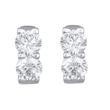 Womens | Huggie Hoop Earrings | 14K White Gold | 4 CTW Round Cut Lab Grown Diamond | J-K-I1-I2