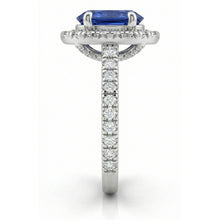 Womens | Halo Engagement Ring | 14K White Gold | 2.45 CTW Oval Cut Lab Grown Diamond | Blue-VS1