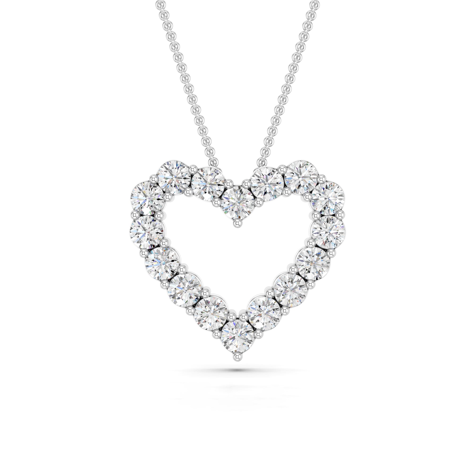 Womens | Heart Pendant Necklace | Sterling Silver | 1 CTW Round Cut Lab Grown Diamond | F-SI