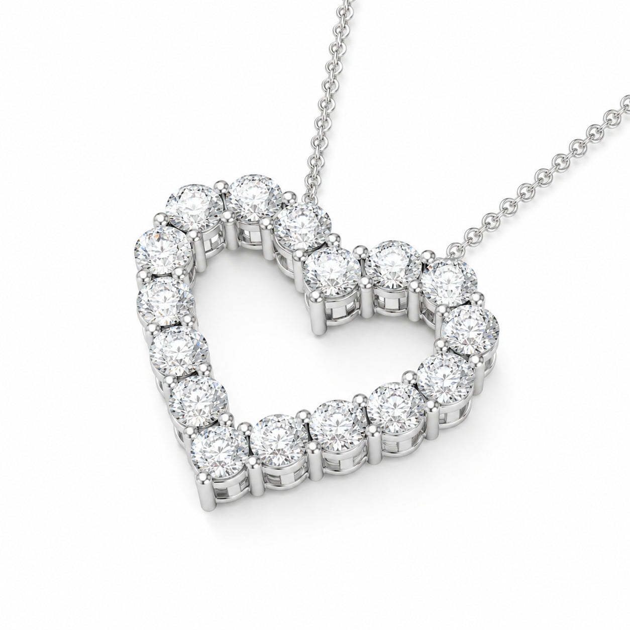 Womens | Heart Pendant Necklace | Sterling Silver | 1 CTW Round Cut Lab Grown Diamond | F-SI