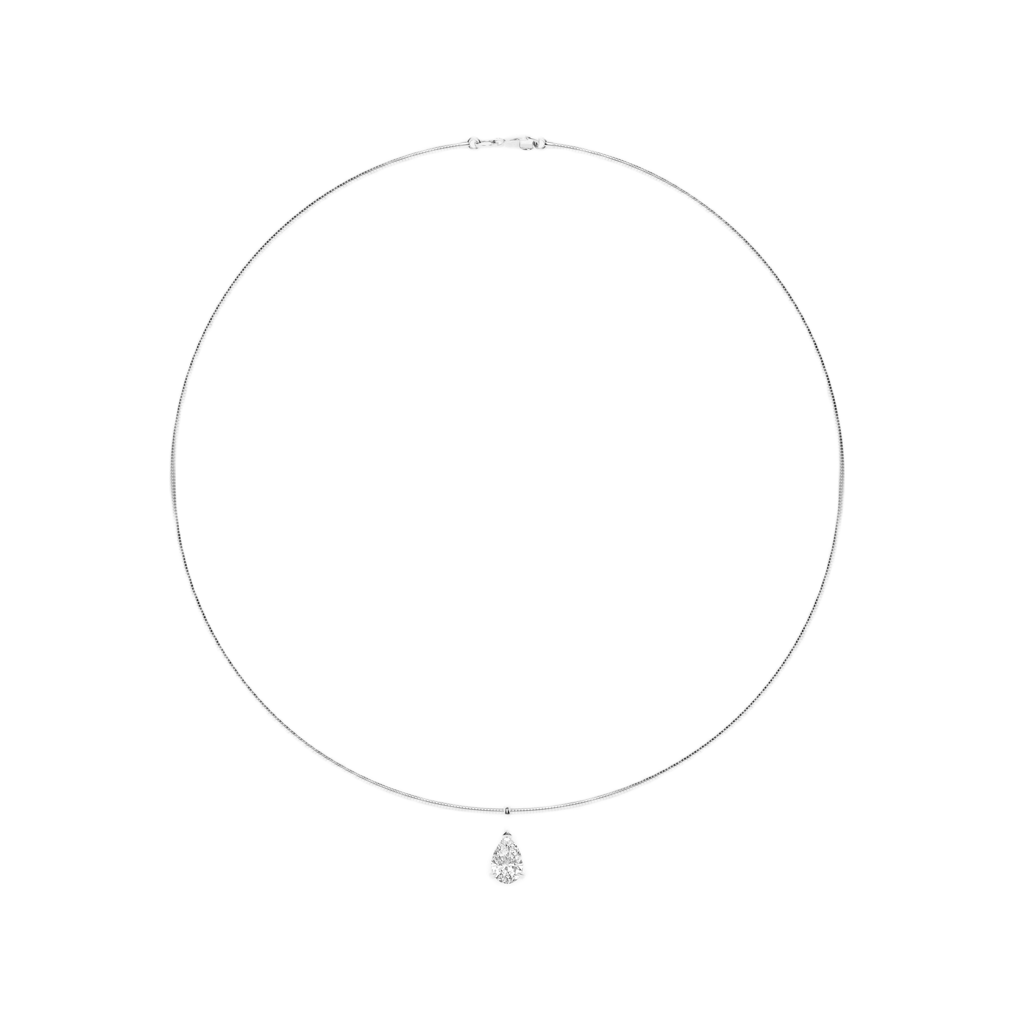 Womens | Solitaire Pendant Necklace | 14K White Gold | 2 CTW Pear Cut Lab Grown Diamond | G-SI1