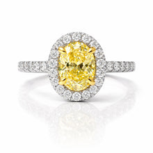 Womens | Halo Engagement Ring | 14K Two Tone Gold | 2.45 CTW Oval Cut Lab Grown Diamond | Yellow-VS1