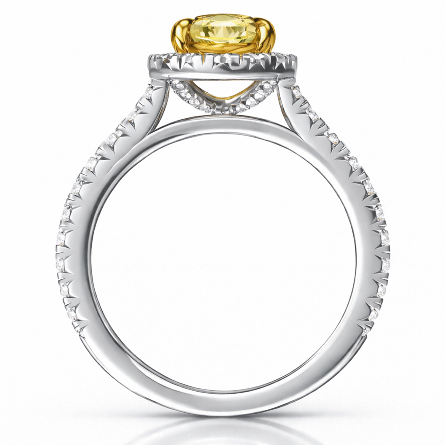 Womens | Halo Engagement Ring | 14K Two Tone Gold | 2.45 CTW Oval Cut Lab Grown Diamond | Yellow-VS1
