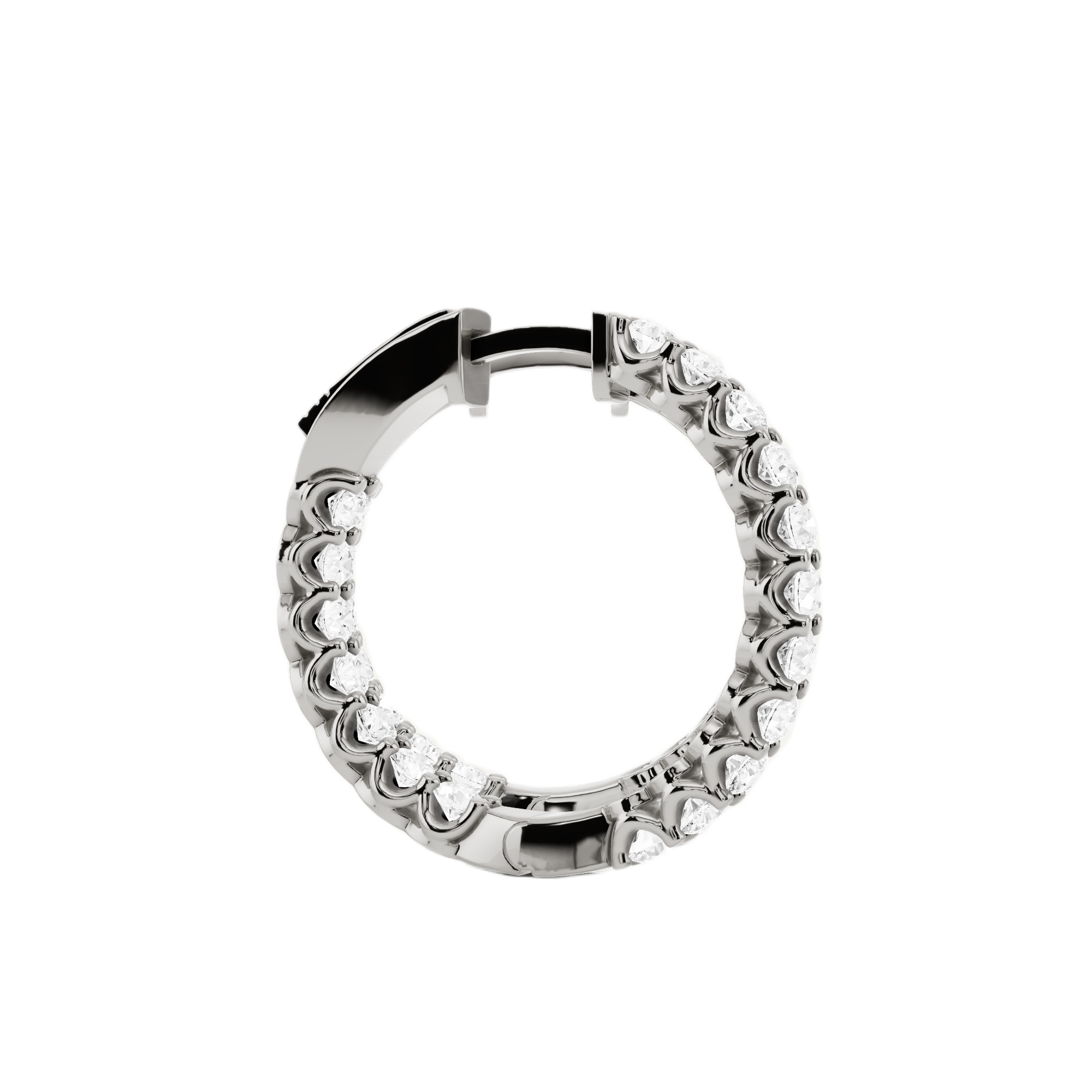 Womens | Inside Diamond Hoop Earrings | 10K White Gold | 2 CTW Round Cut Lab Grown Diamond | G-SI