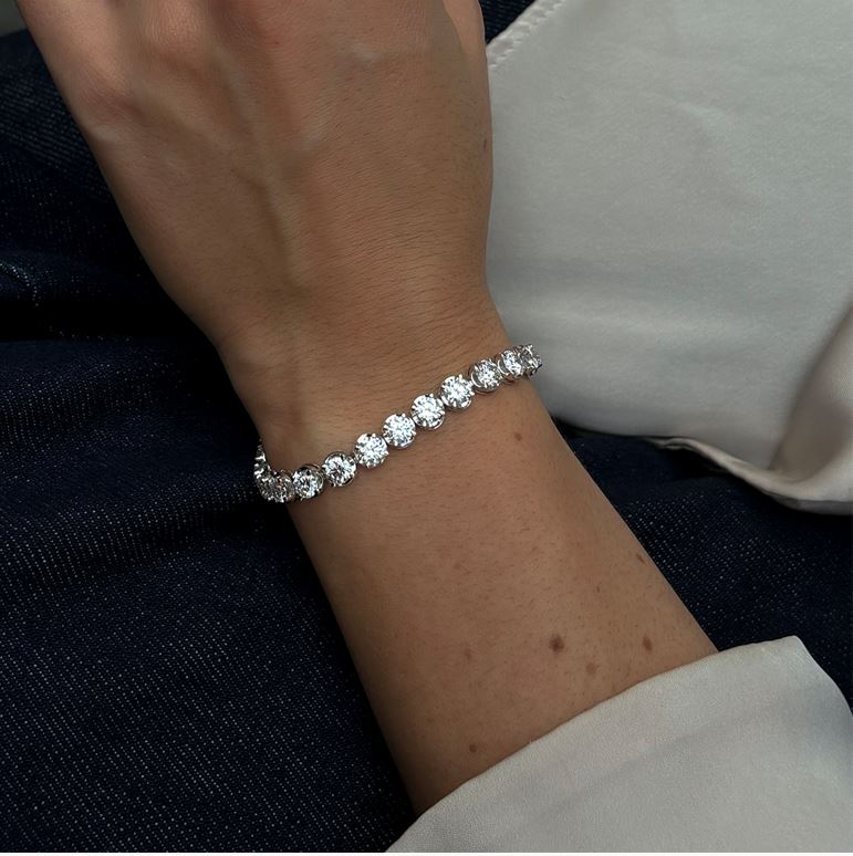 Womens | Tennis Bracelet | 14K White Gold | 12 CTW Round Cut Lab Grown Diamond | F-VS