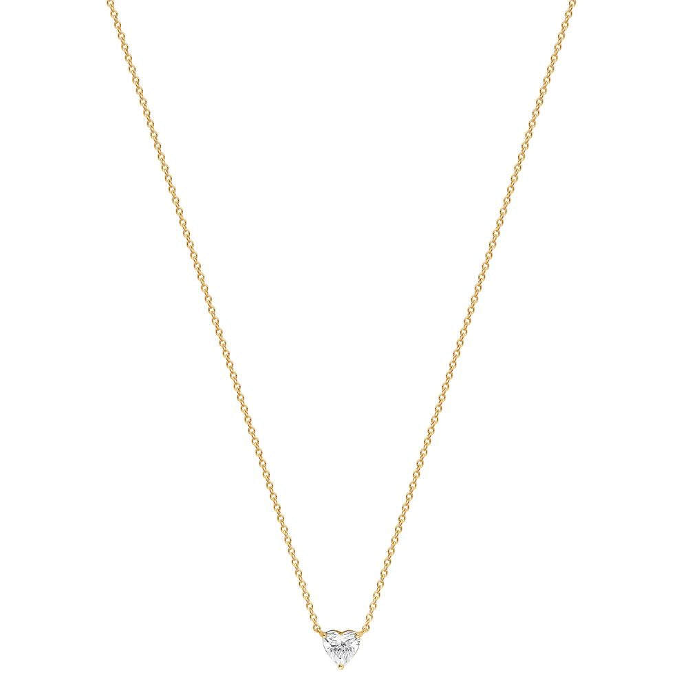 Womens | Solitaire Pendant Necklace | 14K Yellow Gold | 1.60 CTW Heart Shape Lab Grown Diamond | F-VS