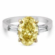 Womens | 3 Stone Engagement Ring - I | 14K Two Tone Gold | 4 CTW Oval Cut Lab Grown Diamond | Yellow-VS1