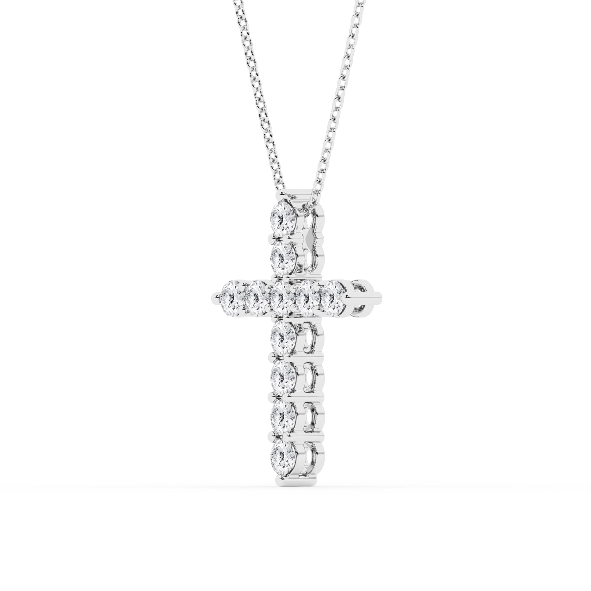 Womens | Cross Pendant Necklace | 14K White Gold | 1 CTW Round Cut Lab Grown Diamond | G-SI
