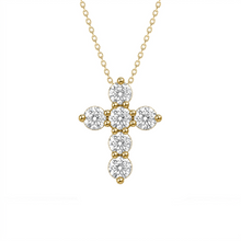 Womens | Cross Pendant Necklace | 14K Yellow Gold | 2 CTW Round Cut Lab Grown Diamond | G-SI