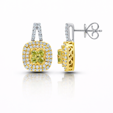 1.50 CT Cushion/Round Natural Diamond | Stud Earrings | 18K Two Tone Gold | G-H Color | VS Clarity