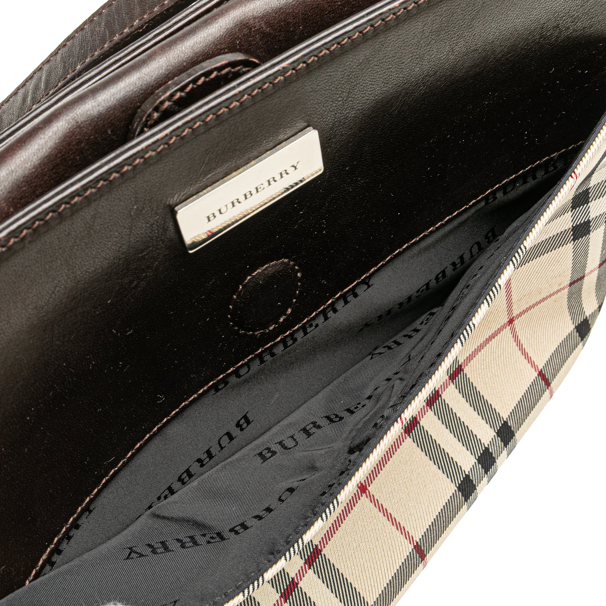 Burberry | Pre-Owned House Check Canvas Shoulder Bag | Brown/Beige