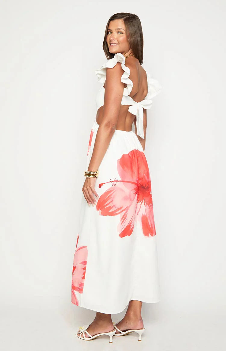 Kaden Floral Print Maxi Dress | White
