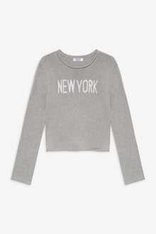 Kennedy Cotton Knit Sweater New York in Grey