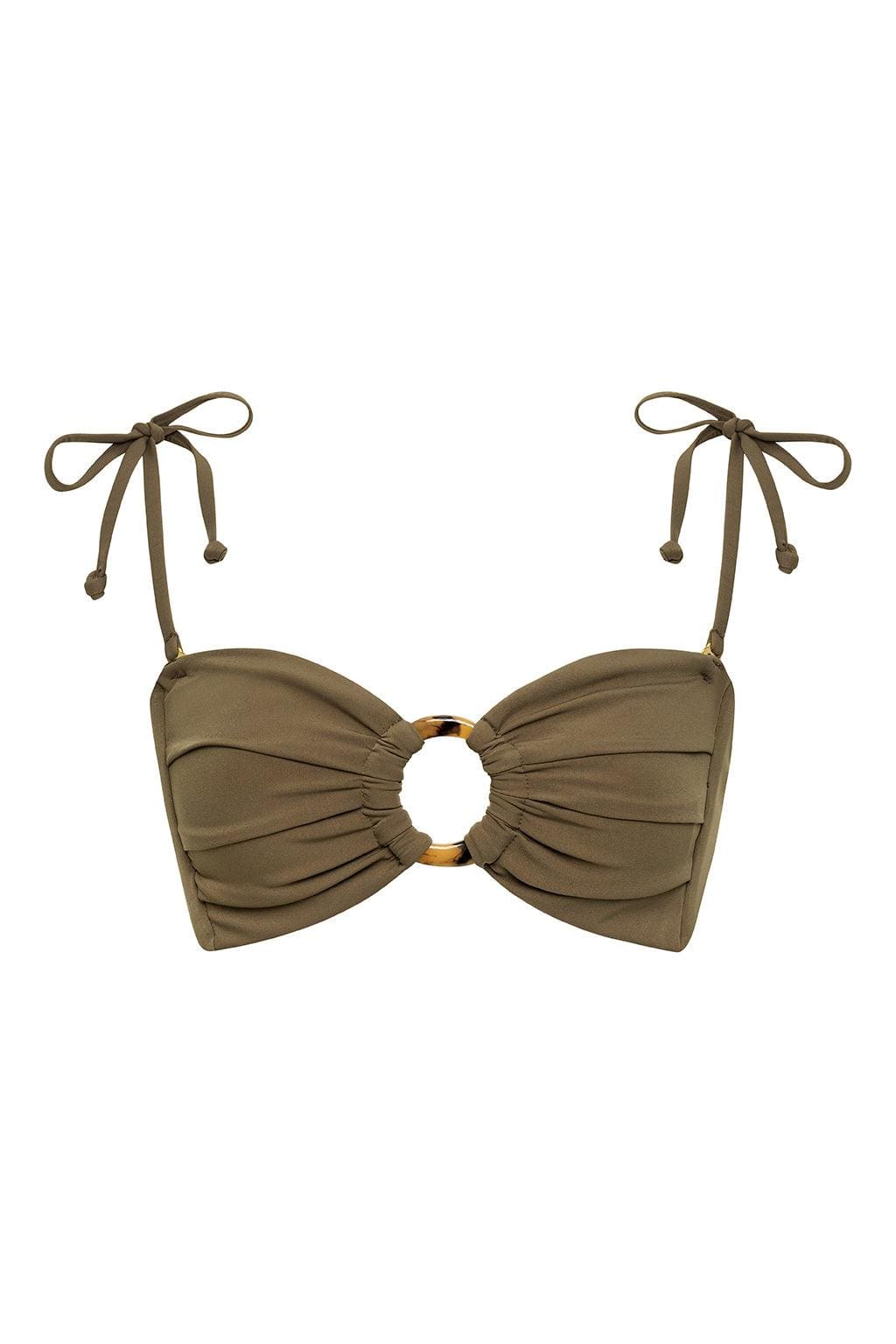 Tori Ties Bandeau Bikini Top | Khaki