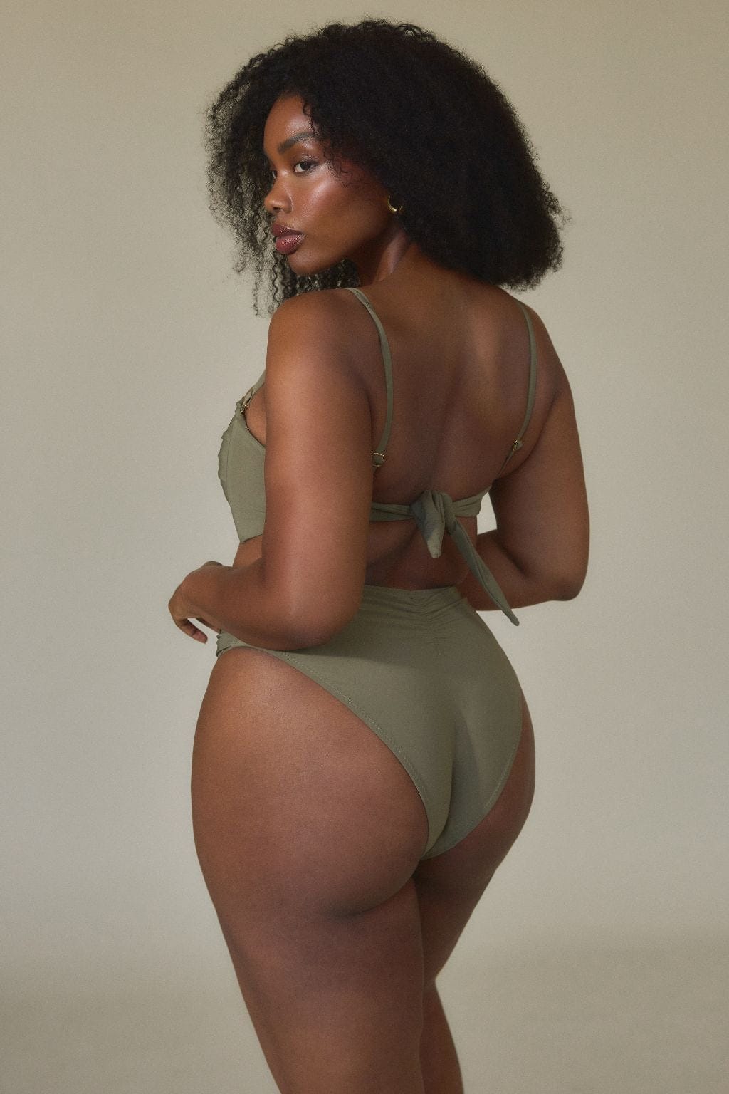 Paula Tie Up Bikini Bottom | Khaki