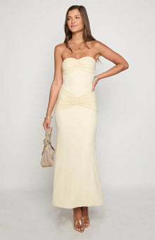Krissy Mesh Strapless Maxi Dress | Cream