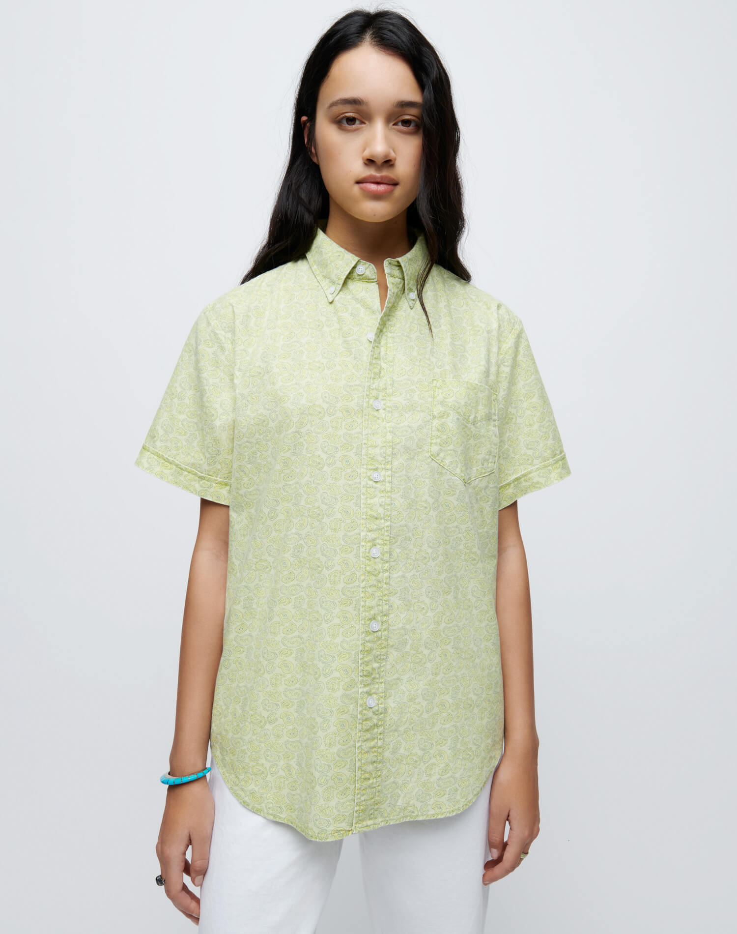 Womens | 70s Short Sleeve Shirt | Citrus Paisley