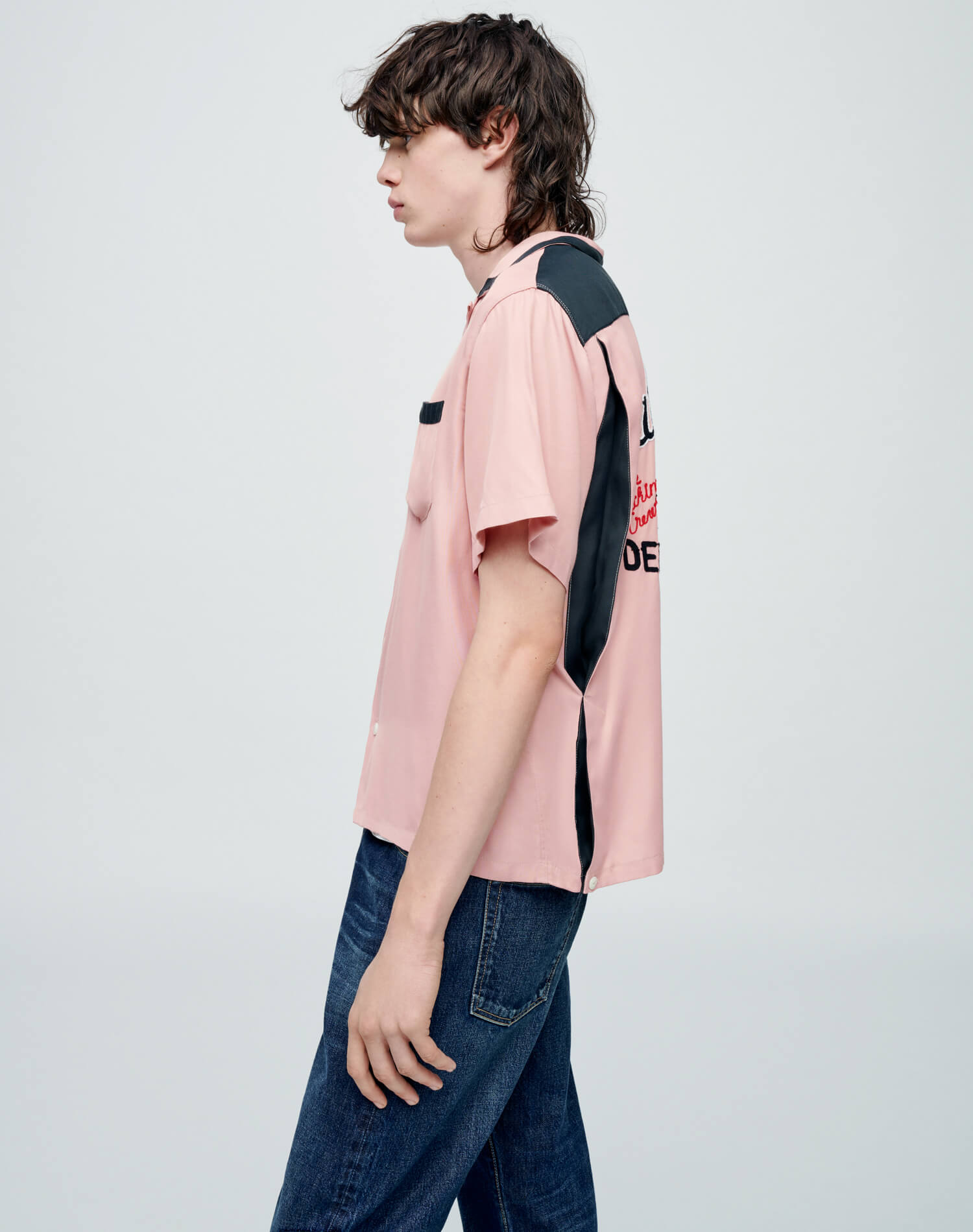 Mens | Striker Bowling Shirt | Pink/Black