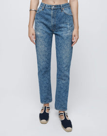 Womens | Upcycled Vintage | 70s Straight | One-of-a-kind | Indigo Daisy Floral