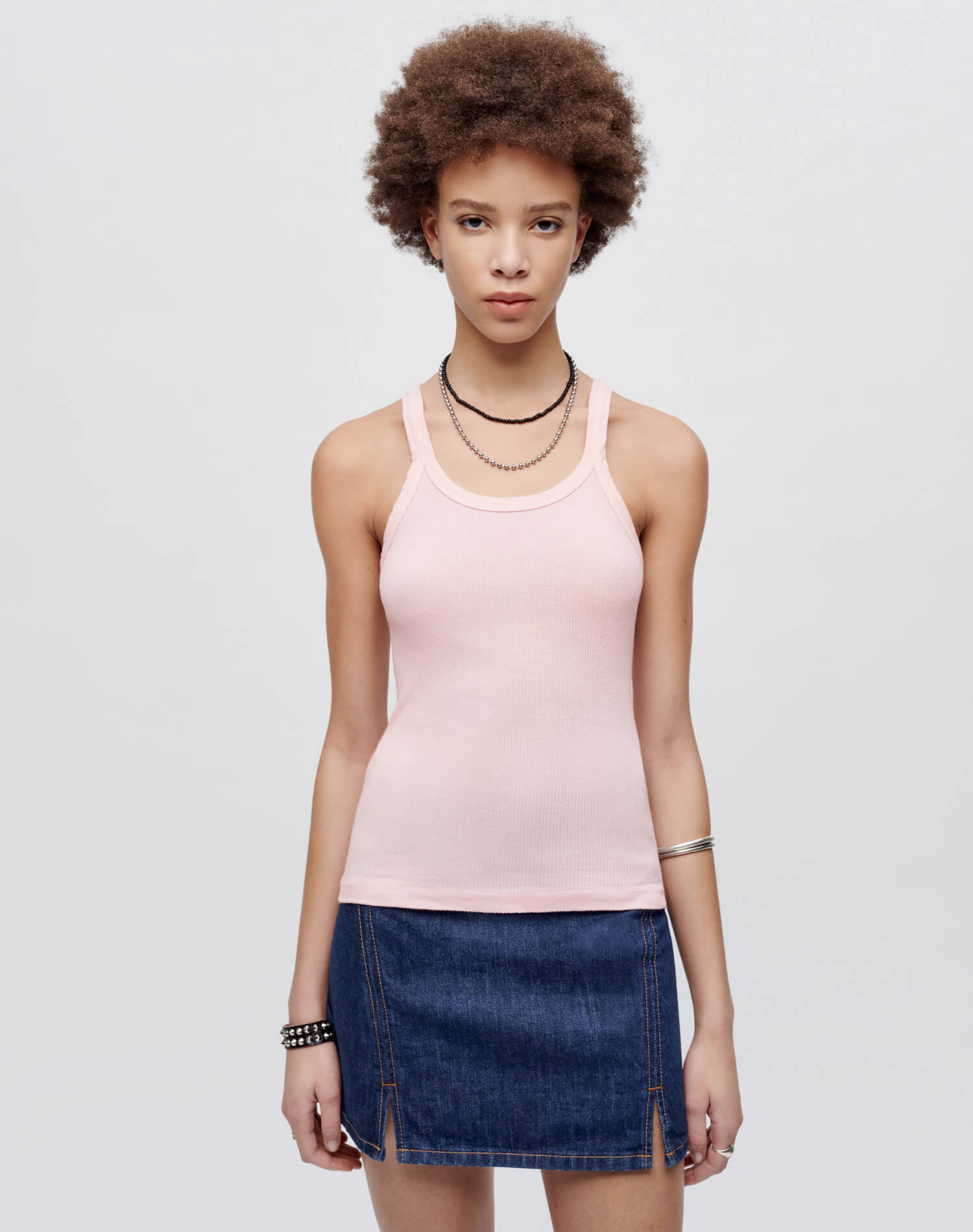 Womens | Hanes Ribbed Tank | Peony