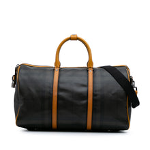 Burberry | Pre-Owned Smoke Check Coated Canvas Holdall Barrel Duffle Bag | Brown/Dark Brown