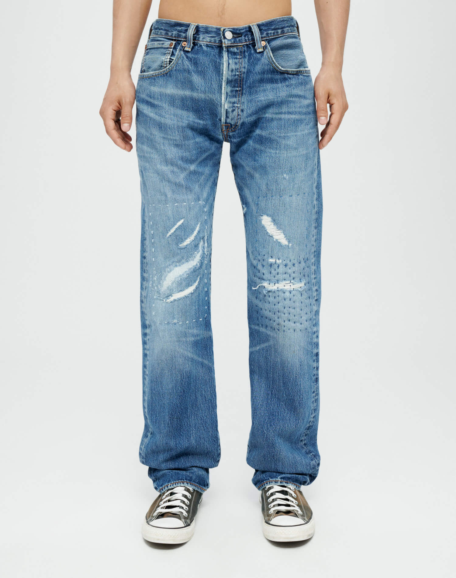 Mens | Upcycled Vintage | Sashiko 501 | One-of-a-kind | Vintage Indigo