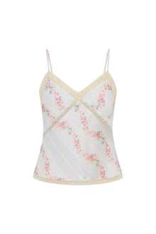 Levall Satin Floral Top | Wavecrest Blue