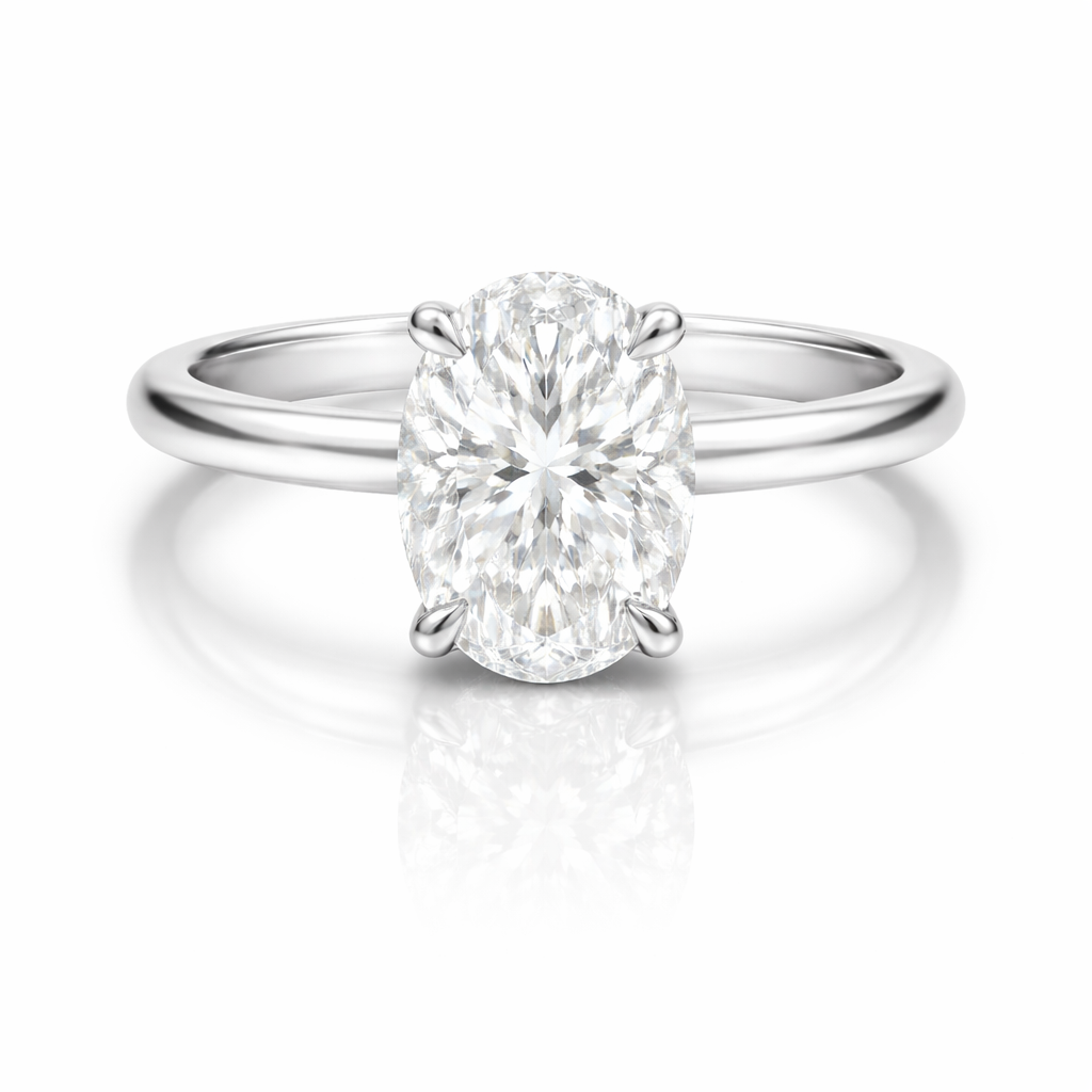 3.00 CT Oval Lab-Grown Diamond | Engagement Ring | 14K White Gold | H Color | VS Clarity