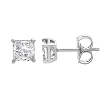 Womens | 1.50 CT  Princess Cut Lab Grown Diamond | Solitaire Stud | 14K White Gold | G-VS1