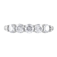 Womens | 1.00 CT Round Cut Lab Grown Diamond | 5 Stone Wedding Band | 14K White Gold | I-I1