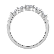 Womens | 1.00 CT Round Cut Lab Grown Diamond | 5 Stone Wedding Band | 14K White Gold | I-I1