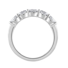 Womens | 1.50 CT Round Cut Lab Grown Diamond | 5 Stone Wedding Band | 14K White Gold | I-I1