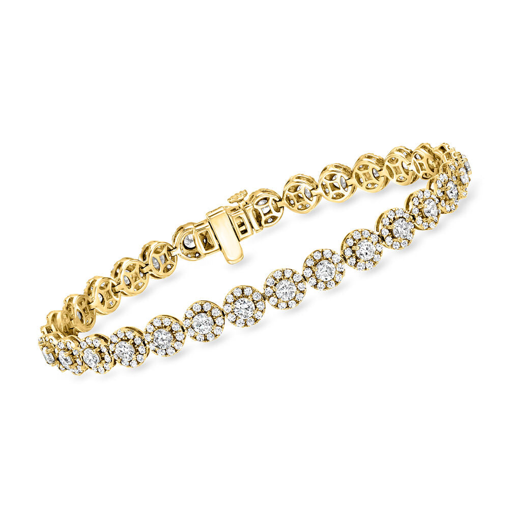 5.00 CT Round Lab-Grown Diamond | Tennis Bracelet | 14K Yellow Gold | F Color | VS Clarity
