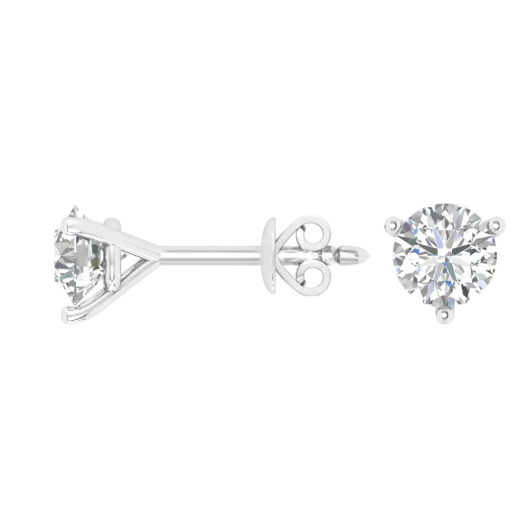 Womens | 1.50 CT Round Cut Lab Grown Diamond | Solitaire Stud | 14K White Gold | I-J-I1