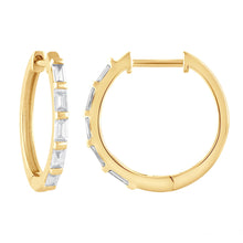 Womens | 0.25 CT Baguette Cut Lab Grown Diamond | Hoop Earrings | Sterling Silver | J-SI-I1