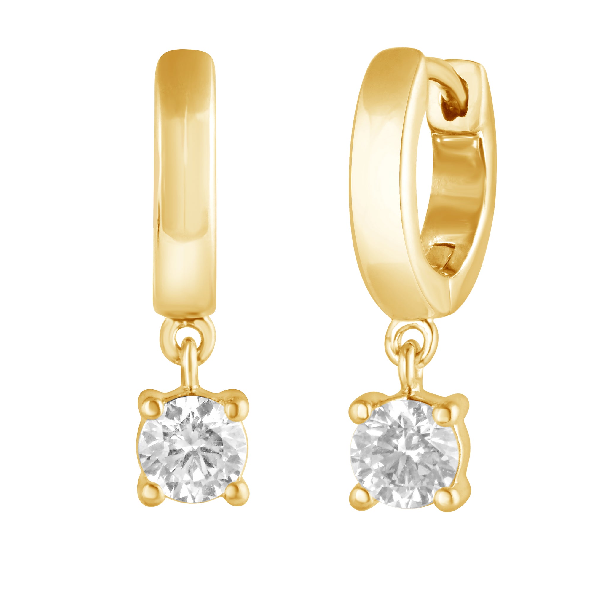 Womens | 0.50 CT Round Cut Lab Grown Diamond | Hoop Earrings | Yellow Gold Plated Sterling Silver | H-I/SI3-I1