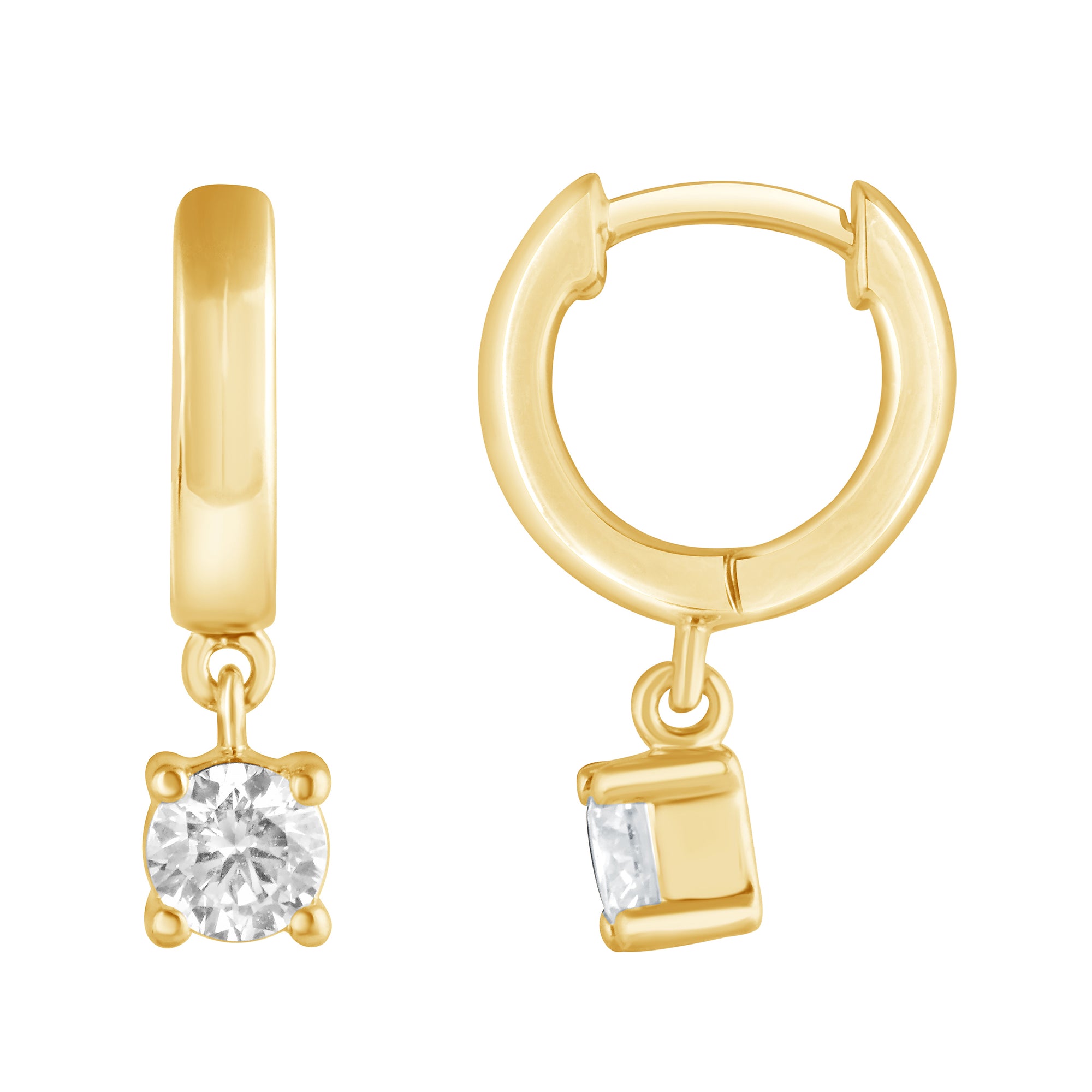 Womens | 0.50 CT Round Cut Lab Grown Diamond | Hoop Earrings | Yellow Gold Plated Sterling Silver | H-I/SI3-I1