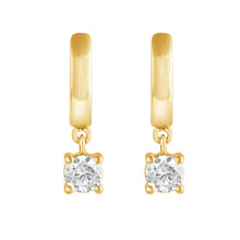 Womens | 0.50 CT Round Cut Lab Grown Diamond | Hoop Earrings | Yellow Gold Plated Sterling Silver | H-I/SI3-I1