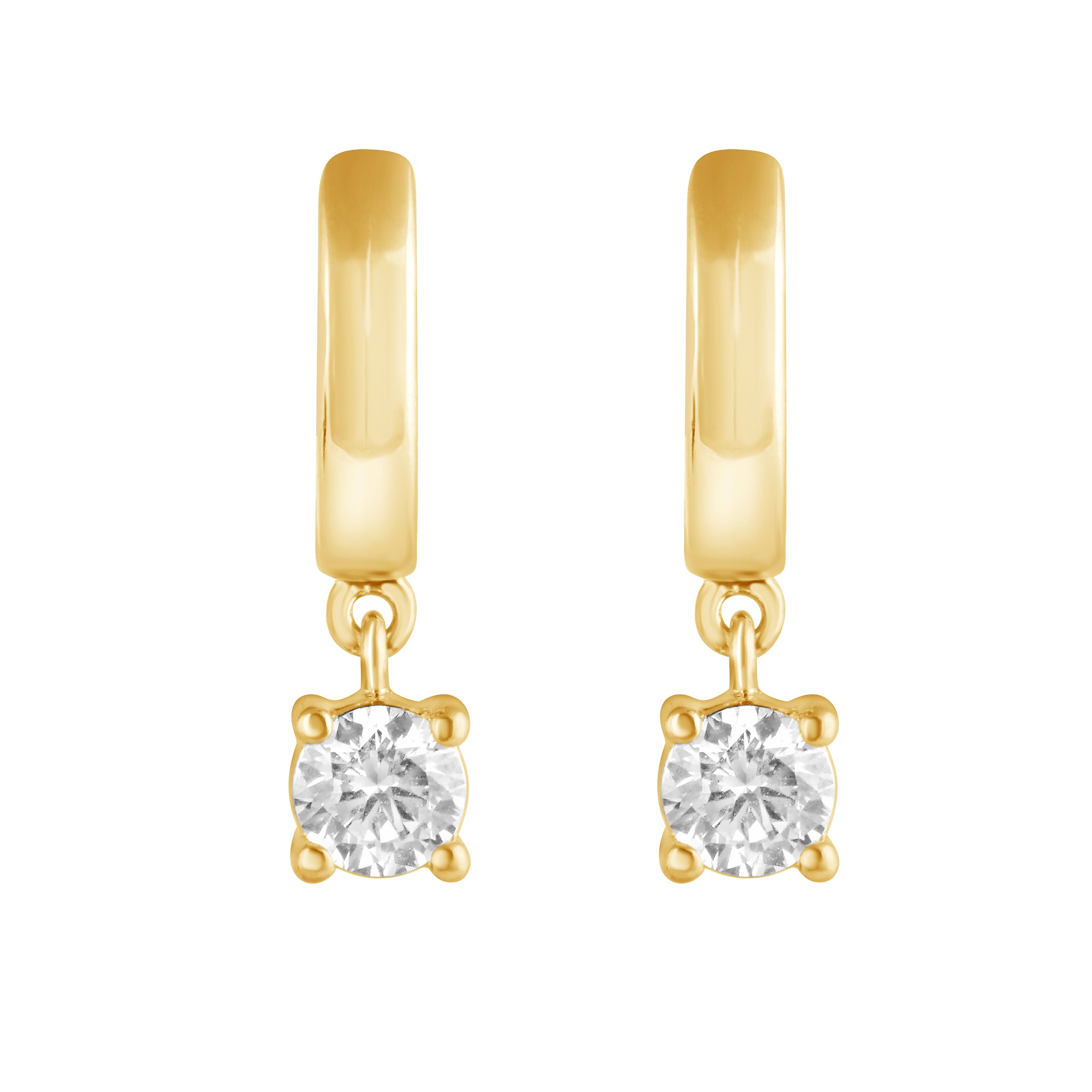 Womens | 0.50 CT Round Cut Lab Grown Diamond | Hoop Earrings | Yellow Gold Plated Sterling Silver | H-I/SI3-I1