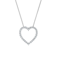 Womens | 1.00 CT Round Cut Lab Grown Accent Diamond | Heart Pendant Necklace | 14K White Gold | J-K-I1-I2