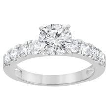 Womens | 2.00 CT Round Cut Lab Grown Accent Diamond | Engagement Ring | 14K White Gold | G-VS