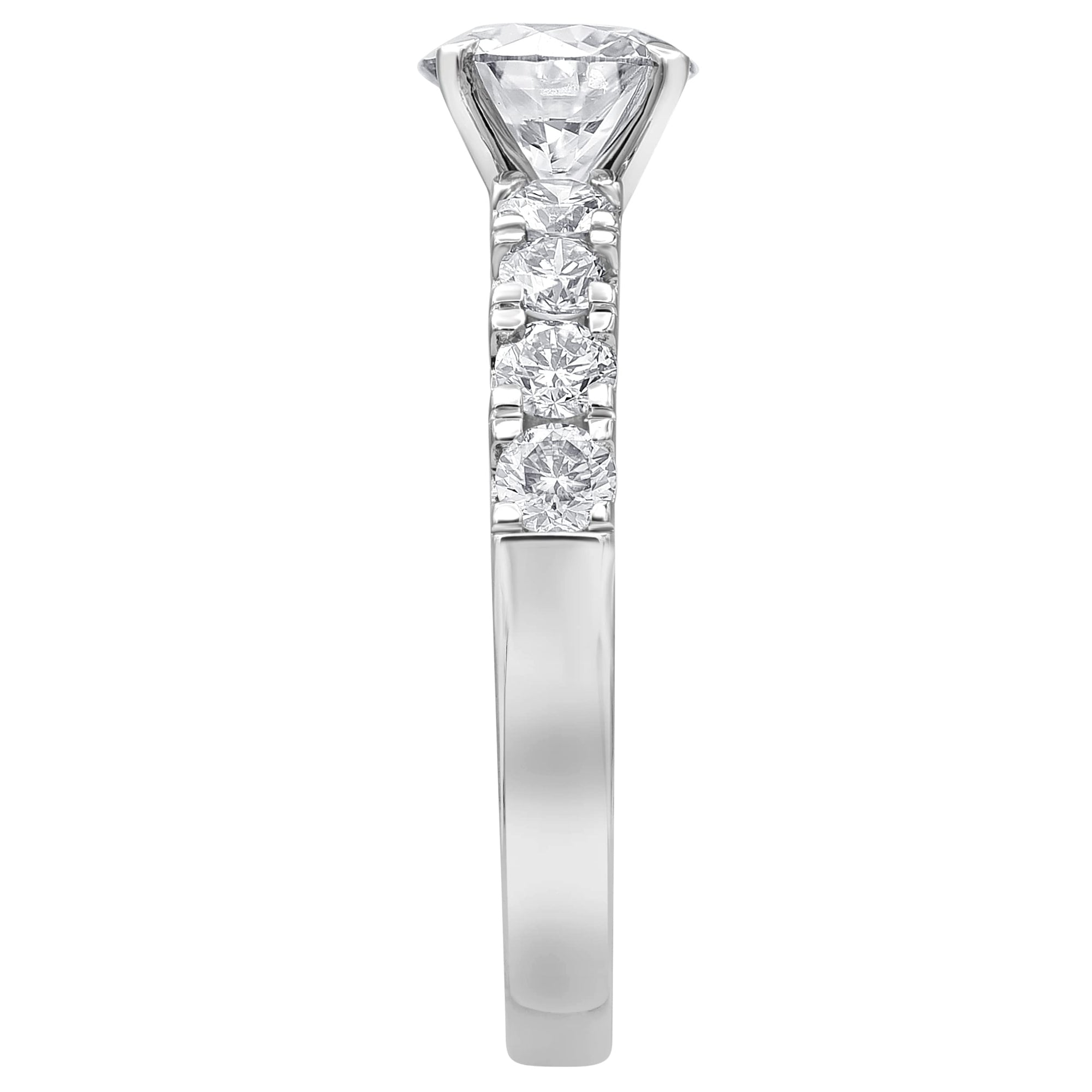 Womens | 2.00 CT Round Cut Lab Grown Accent Diamond | Engagement Ring | 14K White Gold | G-VS