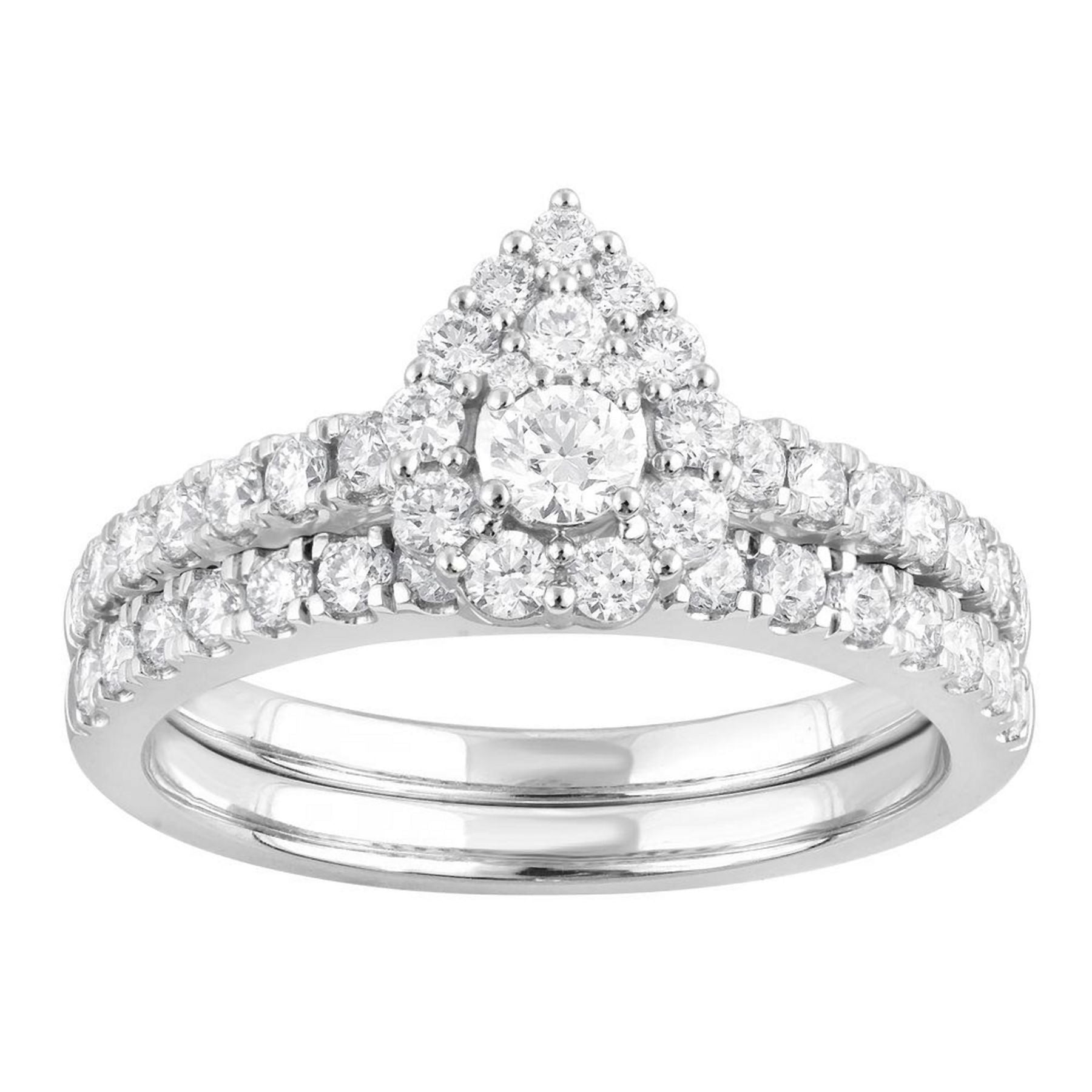 1.00 CT Round Lab-Grown Diamond | Bridal Set Ring | 10K White Gold | H-I Color | SI3-I1 Clarity