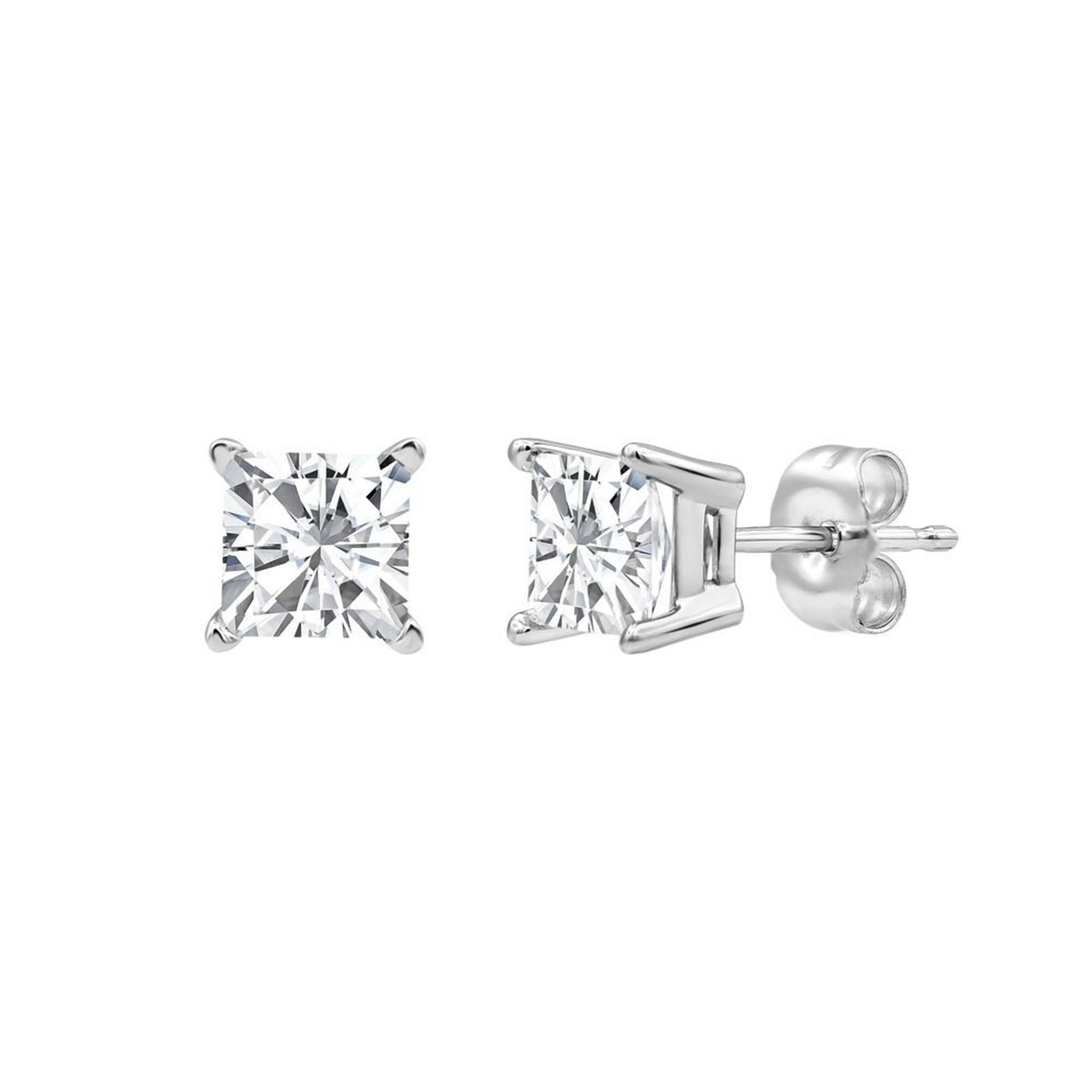 1.50 CT Princess Lab-Grown Diamond | Stud Earrings | 14K White Gold | F Color | VS Clarity